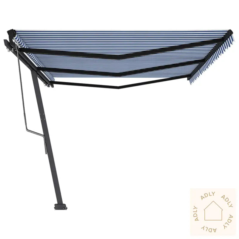 Frittstående Automatisk Markise 600X350 Cm Blå/Hvit