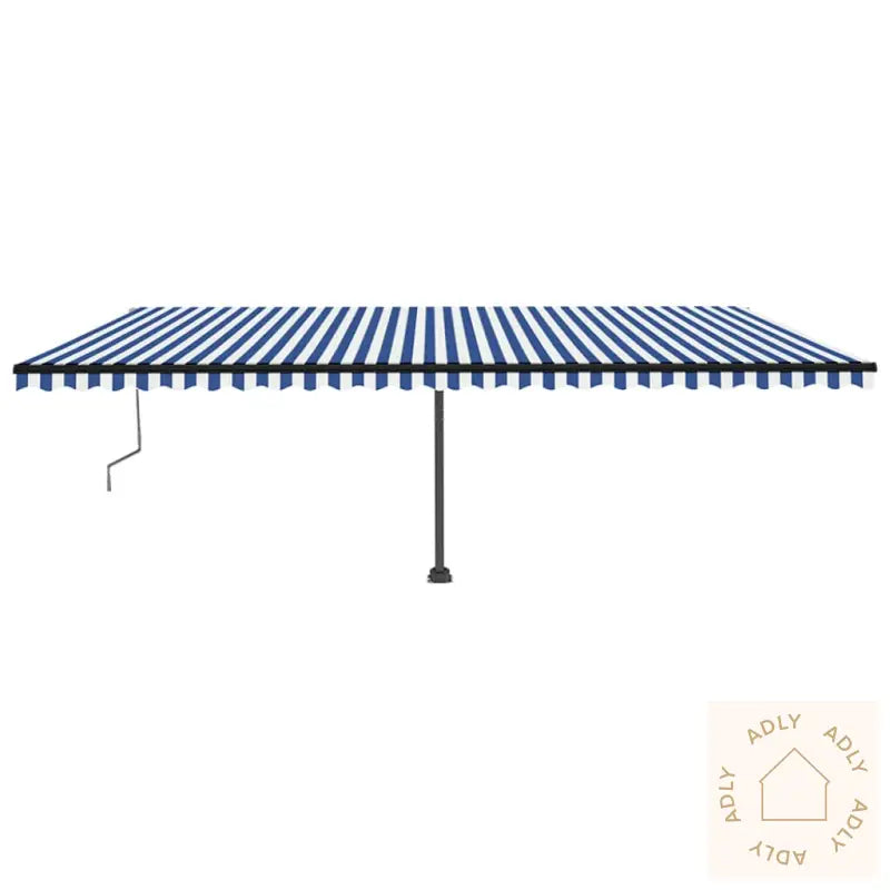 Frittstående Automatisk Markise 600X350 Cm Blå/Hvit