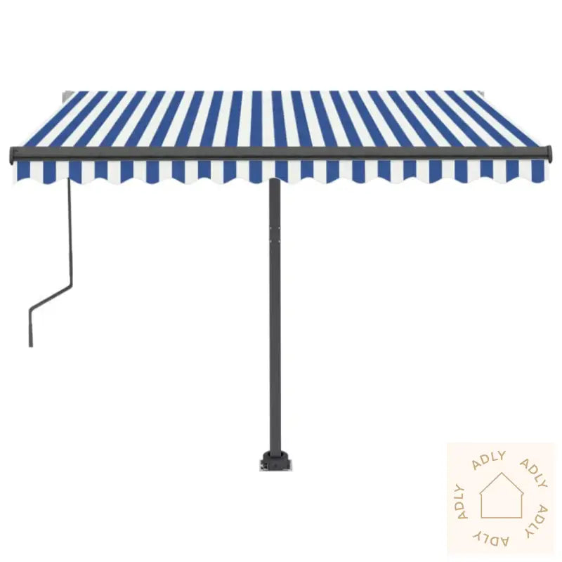 Frittstående Automatisk Markise 300X250 Cm Blå Og Hvit