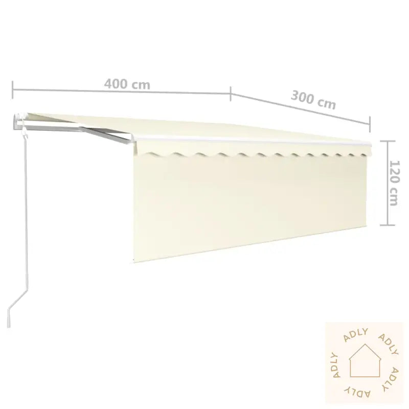 Automatisk Markise Rullegardin Vindsensor Led 4X3 M Kremhvit