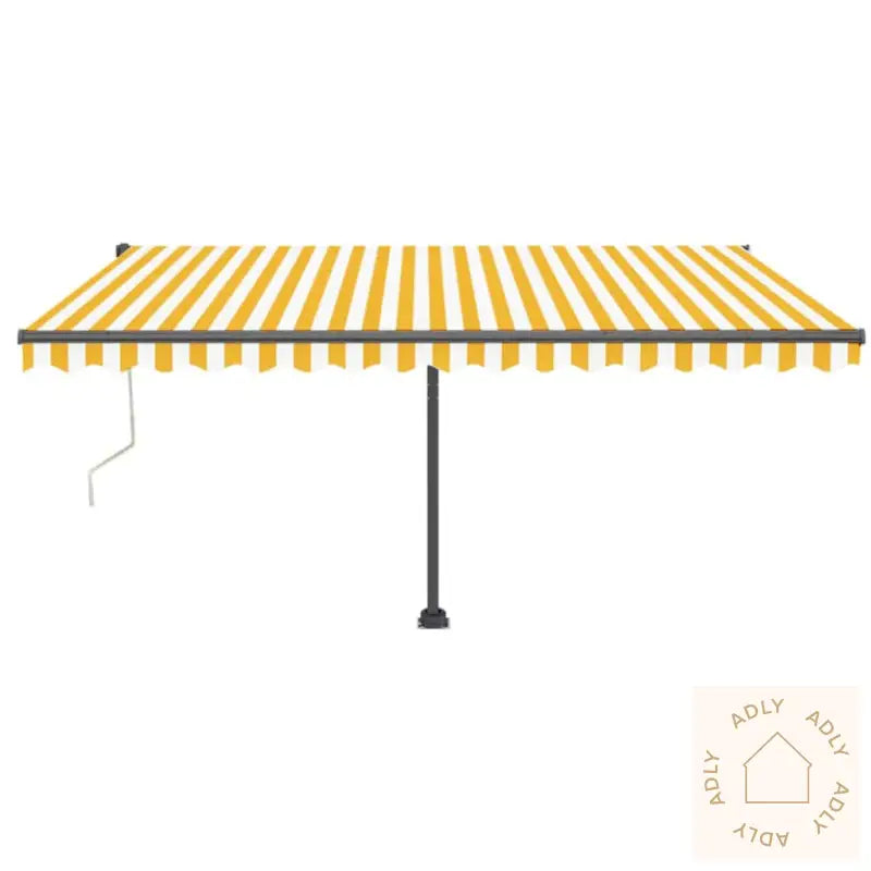 Automatisk Markise Med Vindsensor Og Led 450X350 Cm Gul/Hvit