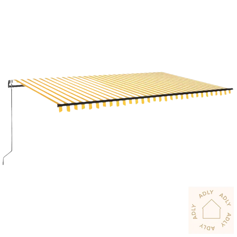 Yellow and white striped awning, uttrekkbare markisen med lett aluminiumsramme funkis