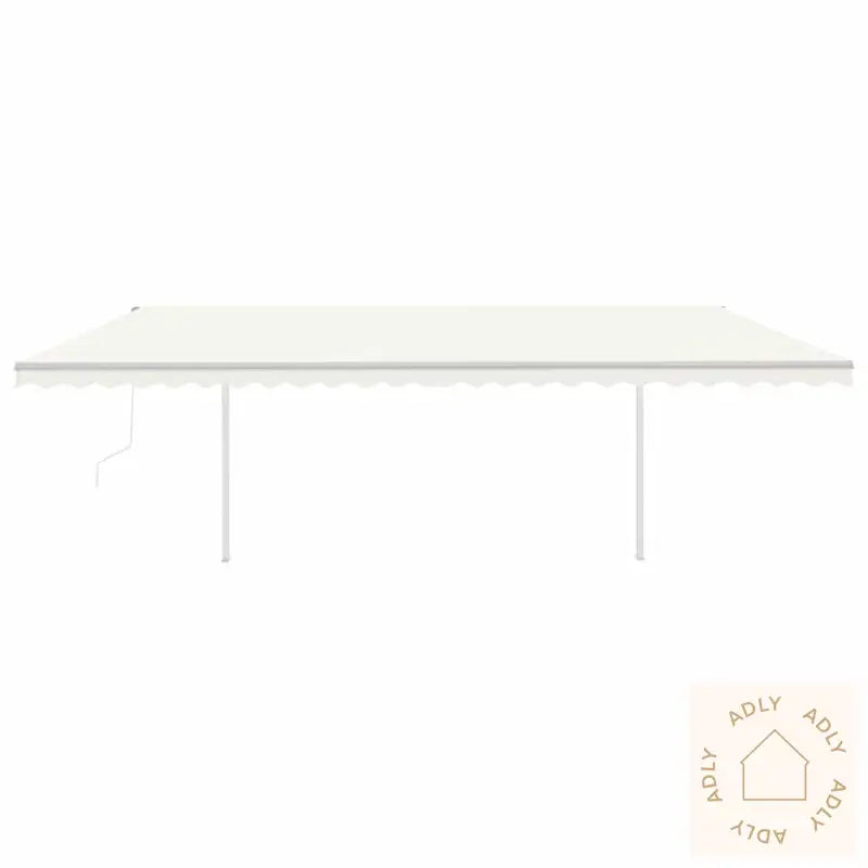 Automatisk Uttrekkbar Markise Med Stolper 6X3 M Kremhvit