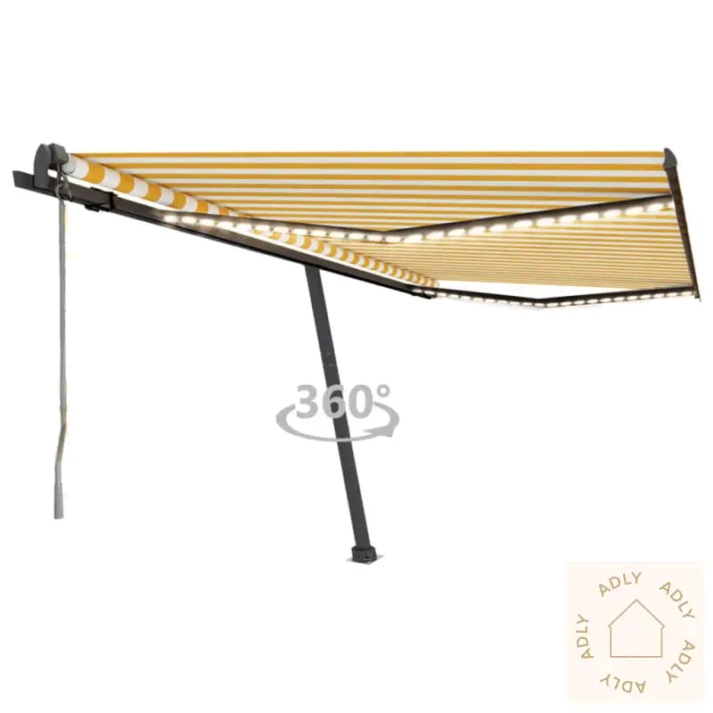 Automatisk Markise Med Vindsensor Og Led 450X350 Cm Gul/Hvit