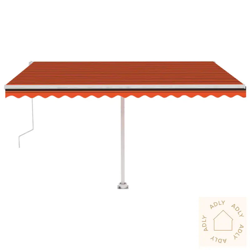 Automatisk Markise Med Vindsensor Og Led 450X300Cm Oransje Brun