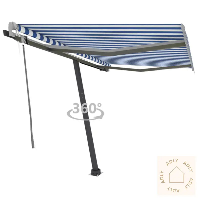 Frittstående Automatisk Markise 300X250 Cm Blå Og Hvit