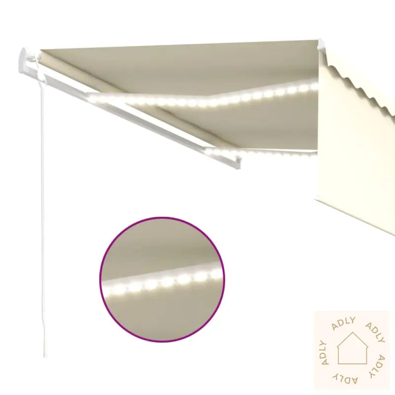 Automatisk Markise Rullegardin Vindsensor Led 4X3 M Kremhvit