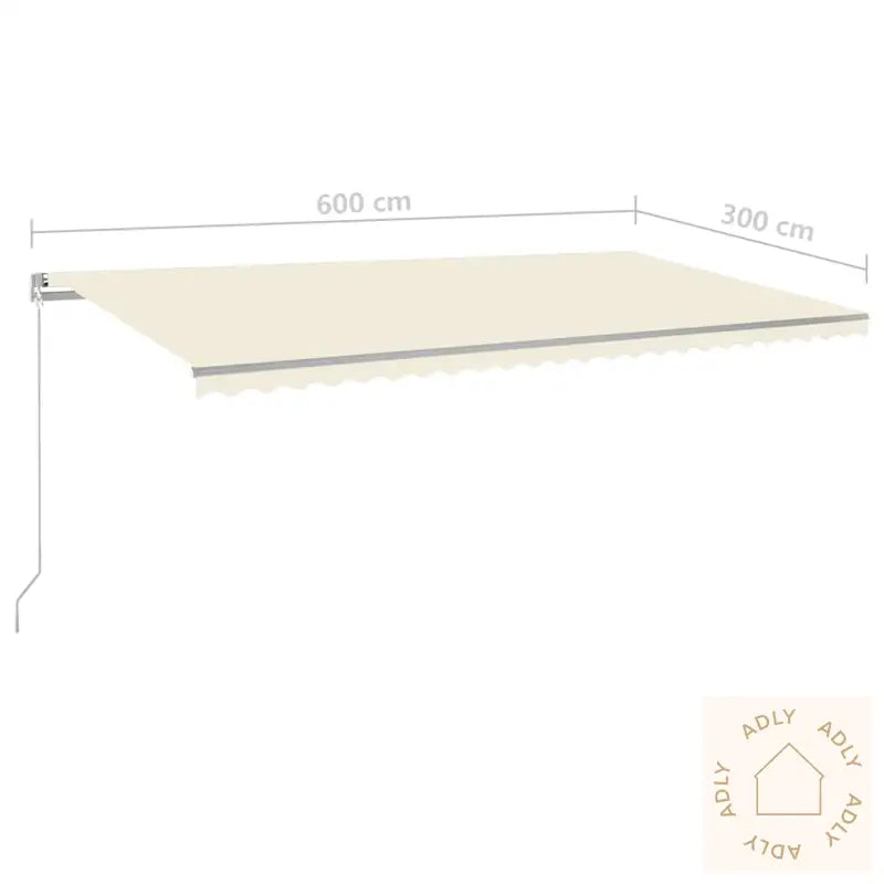 Automatisk Uttrekkbar Markise Med Stolper 6X3 M Kremhvit