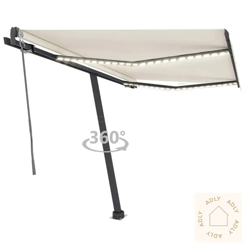 Automatisk Markise Med Led Og Vindsensor 300X250 Cm Kremhvit