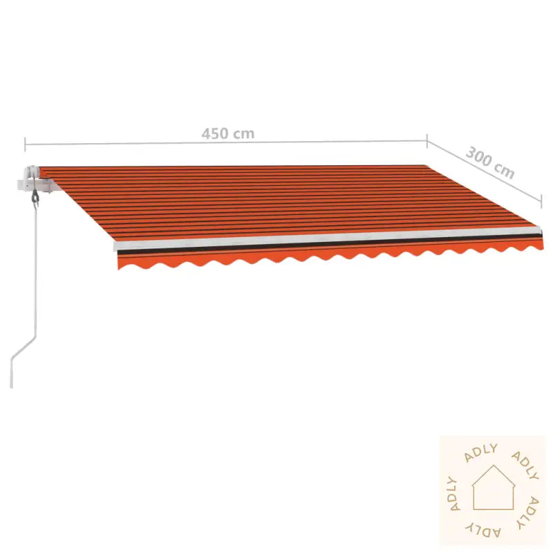 Automatisk Markise Med Vindsensor Og Led 450X300Cm Oransje Brun