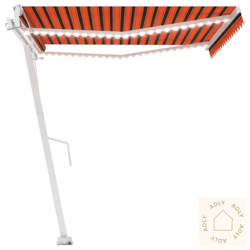 Automatisk Markise Med Vindsensor Og Led 450X300Cm Oransje Brun