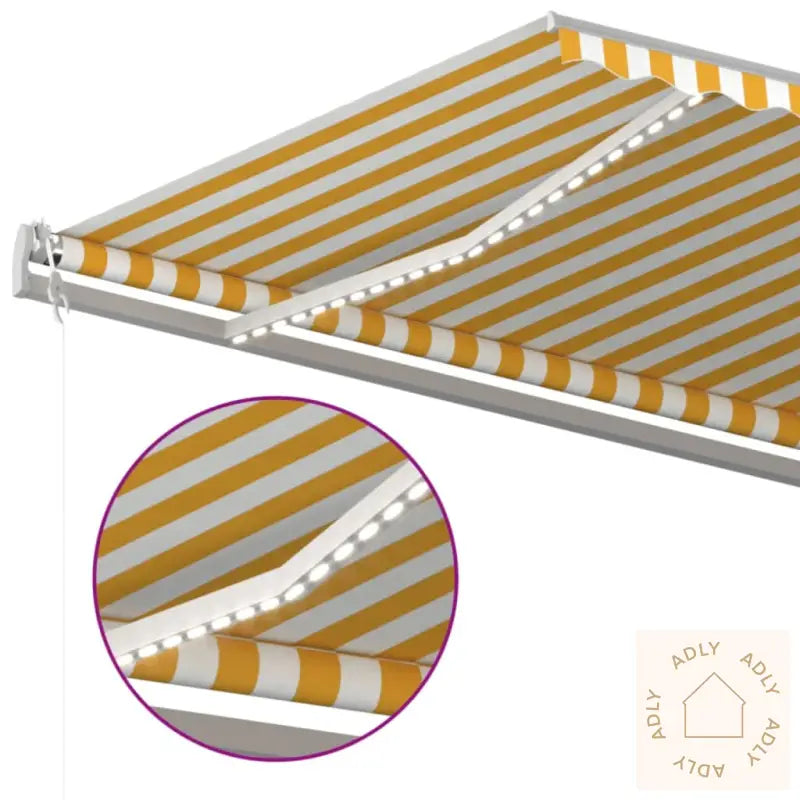 Automatisk Markise Med Vindsensor Og Led 500X350 Cm Gul/Hvit