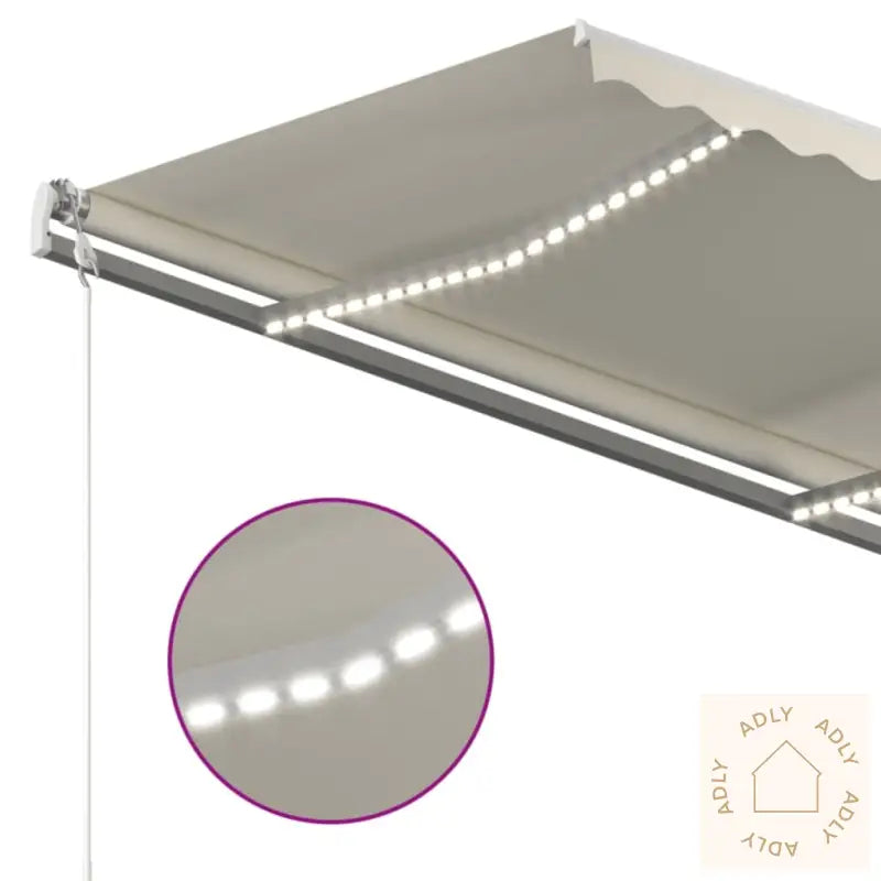 Automatisk Markise Med Vindsensor Og Led 400X350 Cm Kremhvit