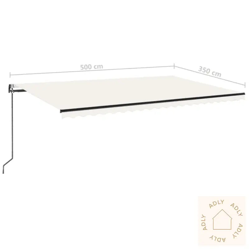 Automatisk Markise Med Vindsensor Og Led 500X350 Cm Kremhvit