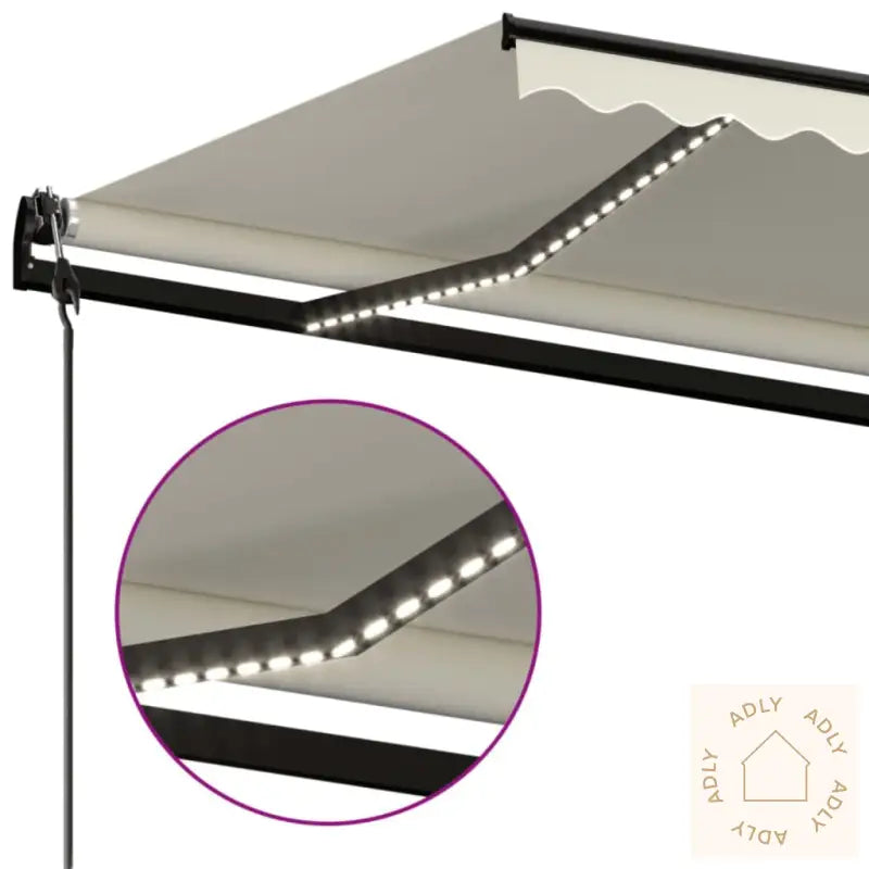 Automatisk Markise Med Vindsensor Og Led 500X350 Cm Kremhvit