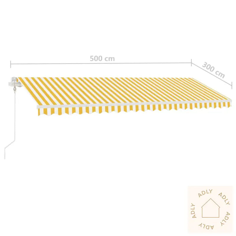 Automatisk Markise Med Vindsensor Og Led 500X300 Cm Gul/Hvit