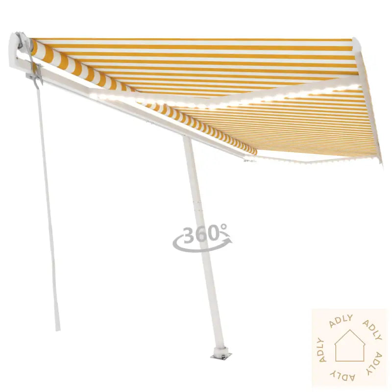 Automatisk Markise Med Vindsensor Og Led 500X300 Cm Gul/Hvit