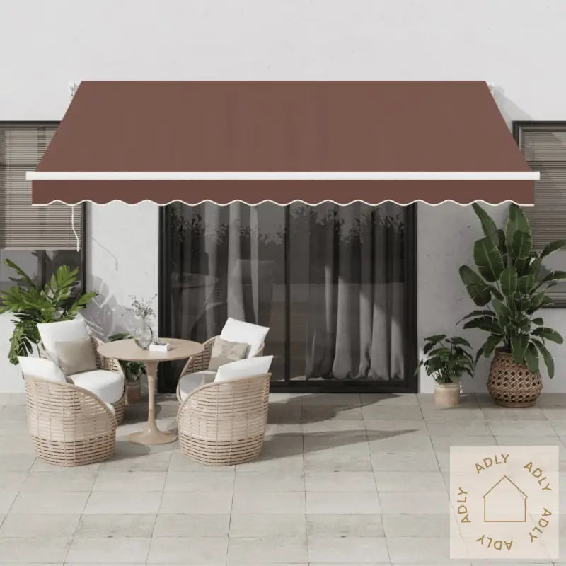 Manuell Uttrekkbar Markise Med Led Brun 400X300 Cm