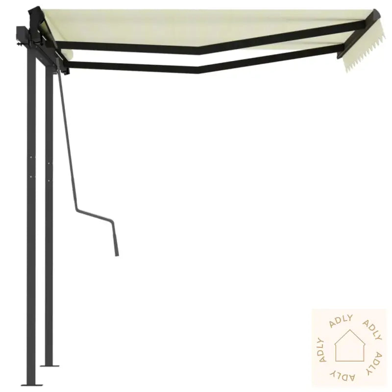 Automatisk Uttrekkbar Markise Med Stolper 3,5X2,5 M Kremhvit