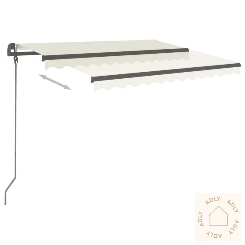 Automatisk Uttrekkbar Markise Med Stolper 3,5X2,5 M Kremhvit