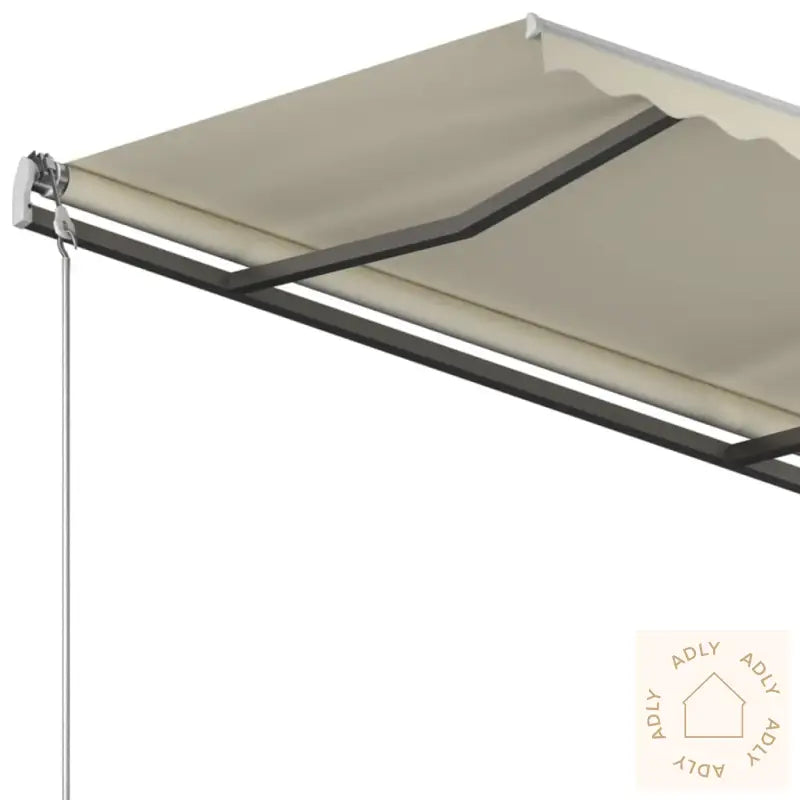 Automatisk Uttrekkbar Markise Med Stolper 3,5X2,5 M Kremhvit