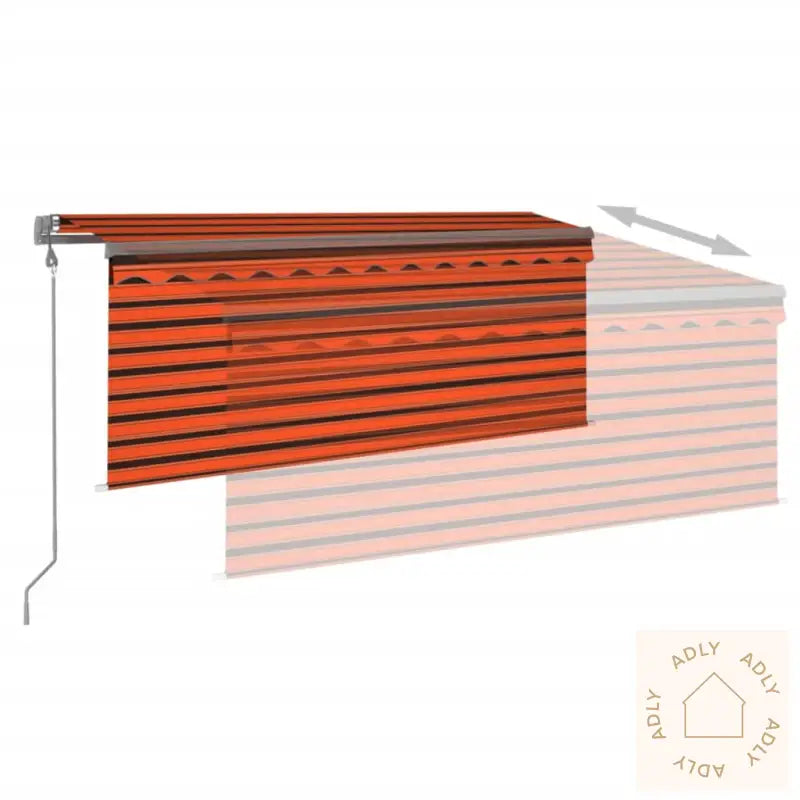 Automatisk Uttrekkbar Markise Rullegardin 3,5X2,5M Oransje&Brun