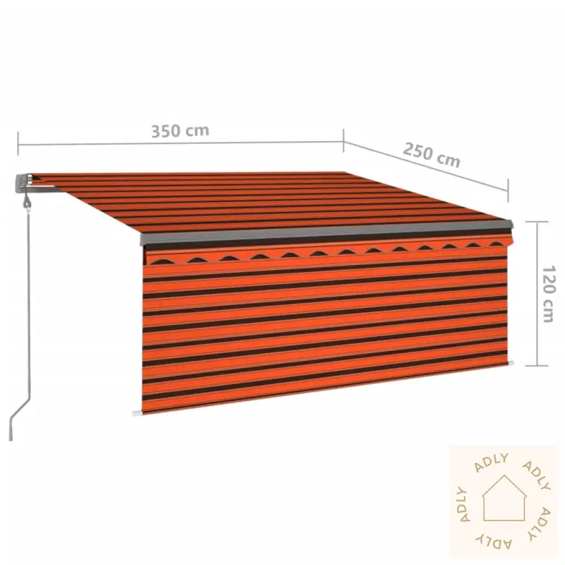 Automatisk Uttrekkbar Markise Rullegardin 3,5X2,5M Oransje&Brun