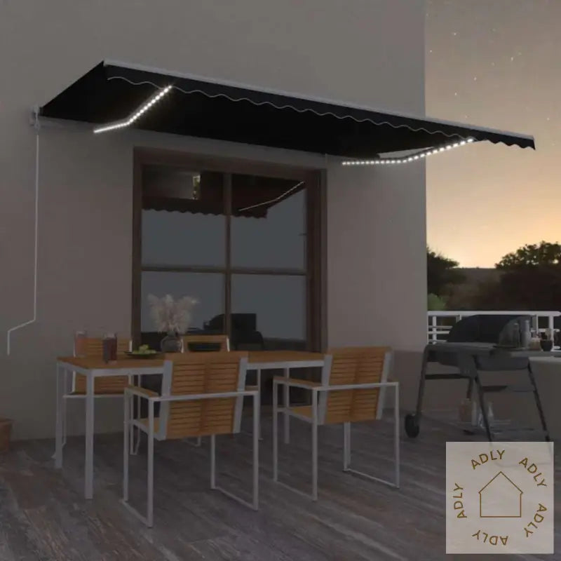 Automatisk Markise Med Vindsensor Og Led 500X300 Cm Antrasitt
