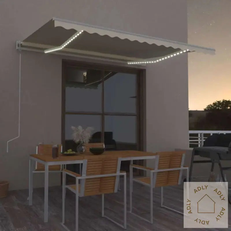 Automatisk Markise Med Vindsensor Og Led 400X300 Cm Kremhvit
