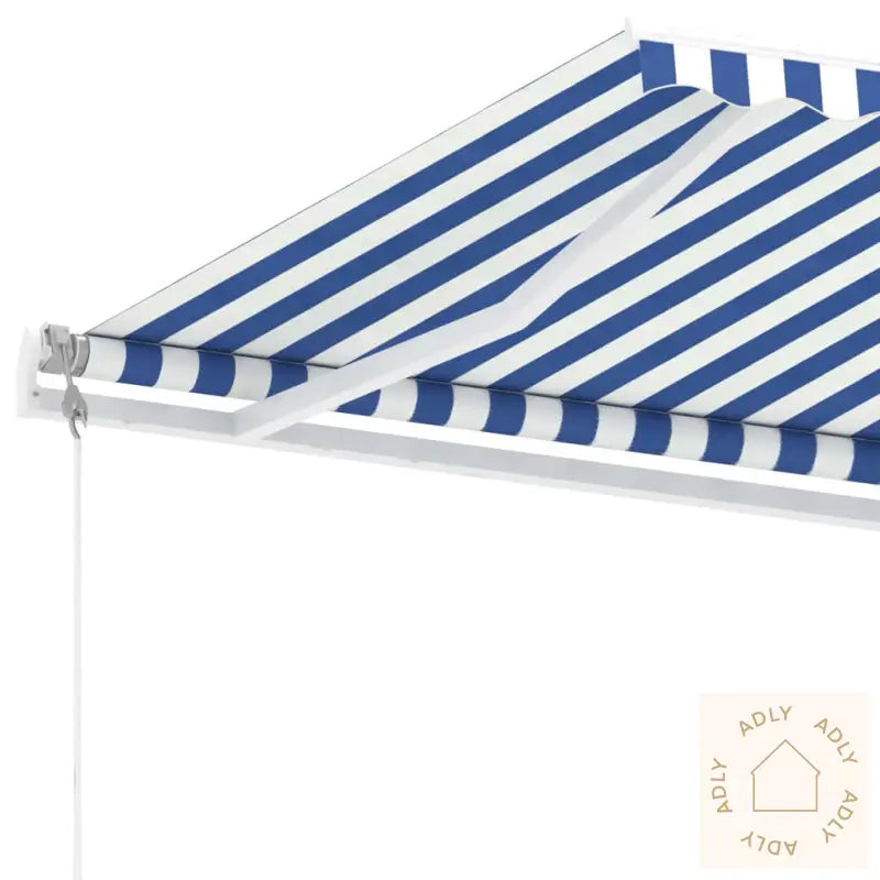 Frittstående Automatisk Markise 500X350Cm Blå Og Hvit