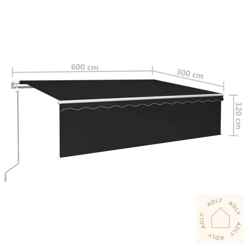 Automatisk Uttrekkbar Markise Med Rullegardin 6X3 M Antrasitt