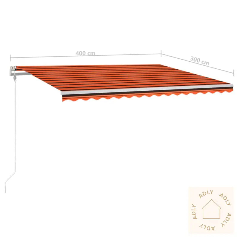 Automatisk Markise Med Vindsensor Og Led 400X300Cm Oransje/Brun