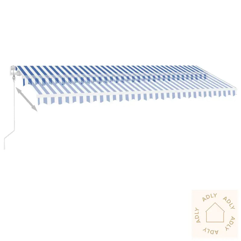 Automatisk Markise Med Vindsensor Og Led 500X350 Cm Blå Og Hvit