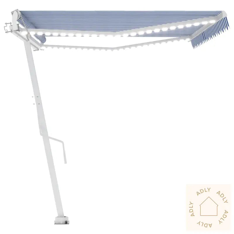 Automatisk Markise Med Vindsensor Og Led 500X350 Cm Blå Og Hvit