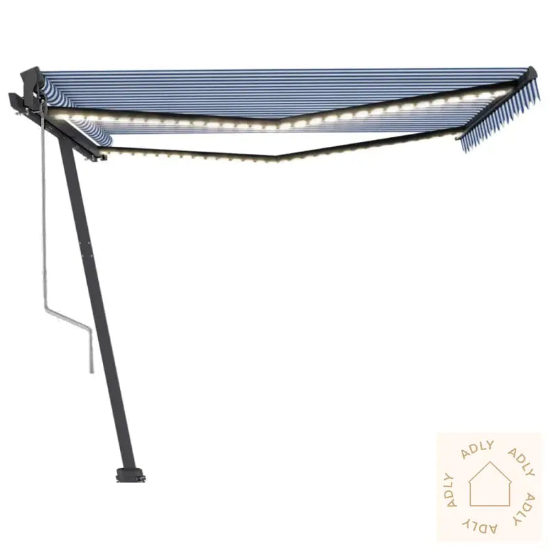 Automatisk Markise Med Vindsensor Og Led 400X350 Cm Blå Og Hvit