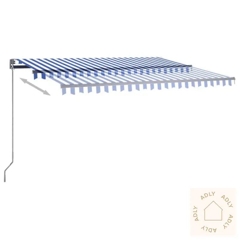 Automatisk Markise Med Vindsensor Og Led 400X350 Cm Blå Og Hvit