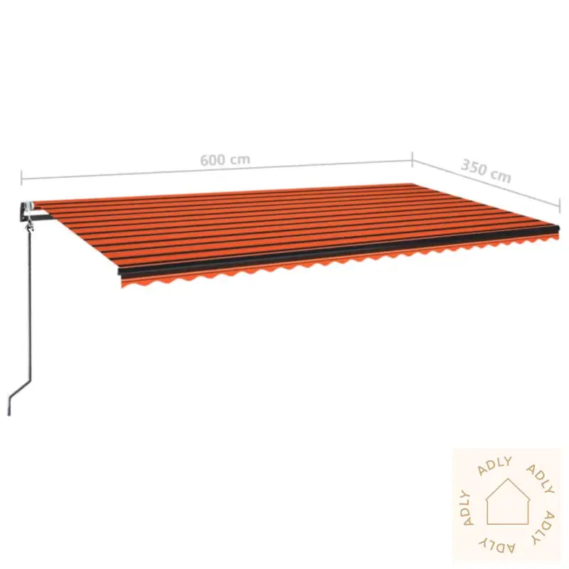 Automatisk Markise Med Vindsensor Og Led 600X350Cm Oransje/Brun