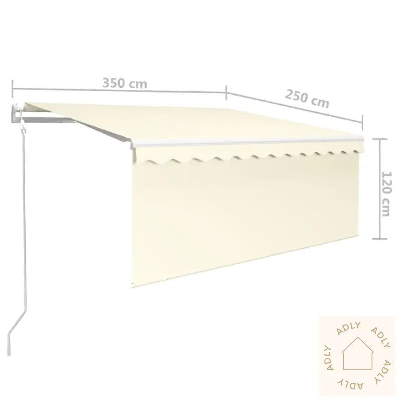 Automatisk Uttrekkbar Markise Med Rullegardin 3,5X2,5 M Krem