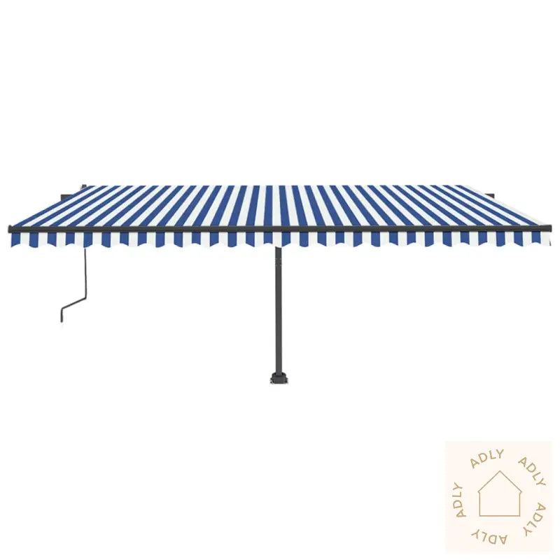 Frittstående Automatisk Markise 500X350 Cm Blå/Hvit