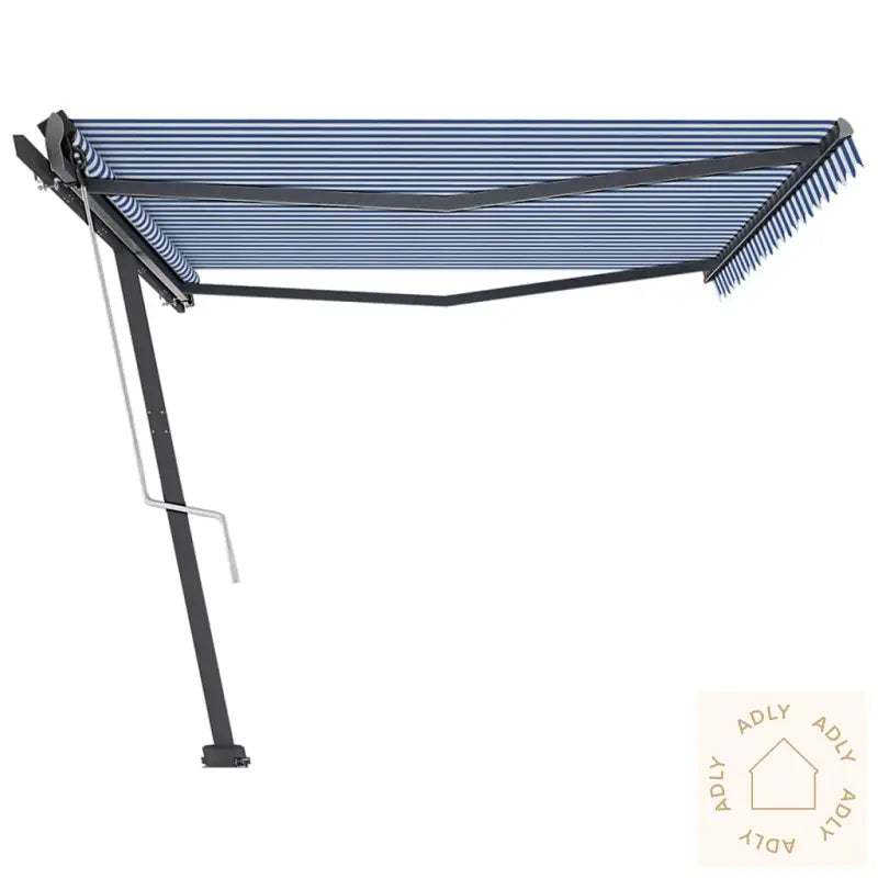Frittstående Automatisk Markise 500X350 Cm Blå/Hvit