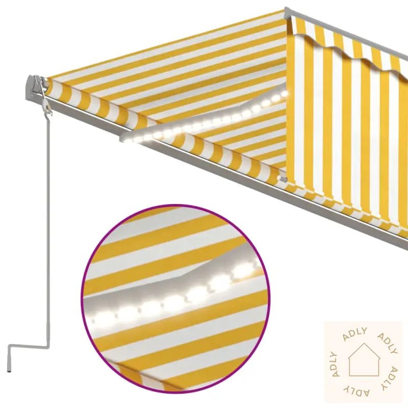 Automatisk Markise Rullegardin Led Vindsensor 5X3 M Gul Og Hvit