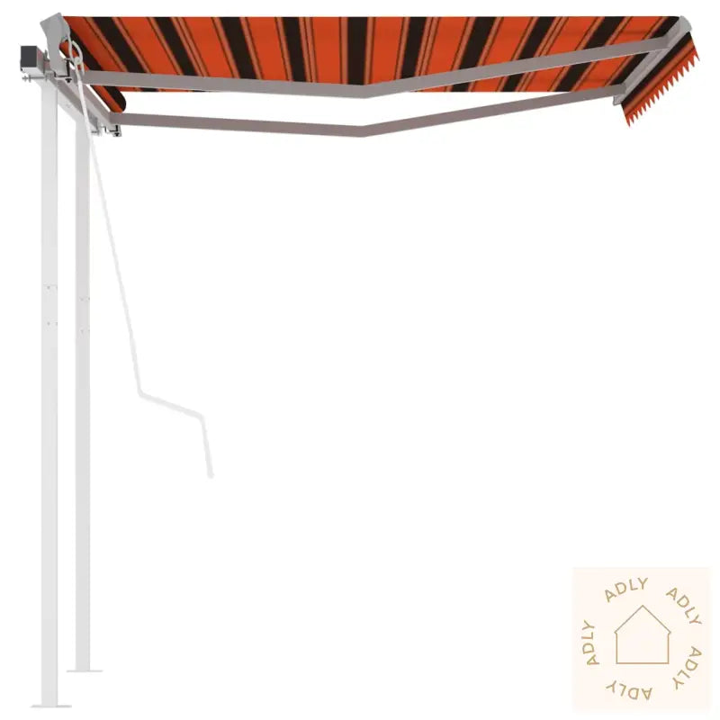 Automatisk Uttrekkbar Markise Med Stolper 3X2,5 M Oransje Brun