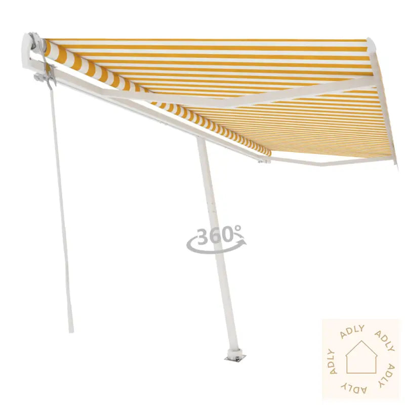 Frittstående Automatisk Markise 500X350Cm Gul Og Hvit