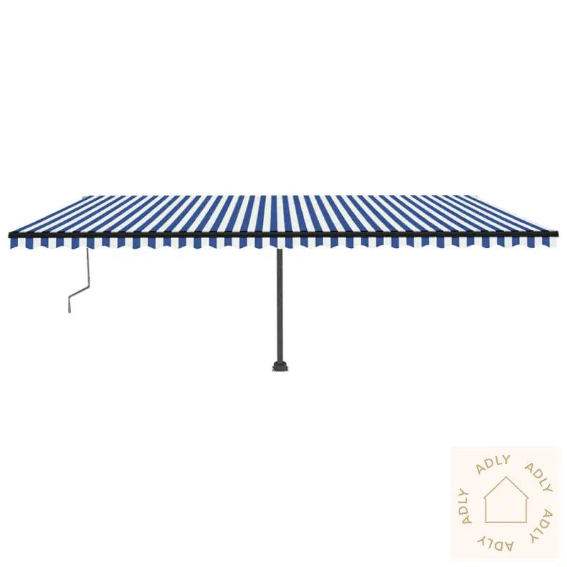 Automatisk Markise Med Vindsensor Og Led 600X350 Cm Blå Og Hvit