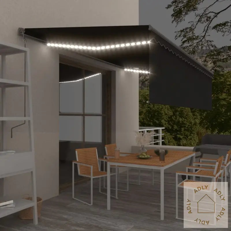 Automatisk Markise Med Vindsensor Og Led 5X3 M Antrasitt
