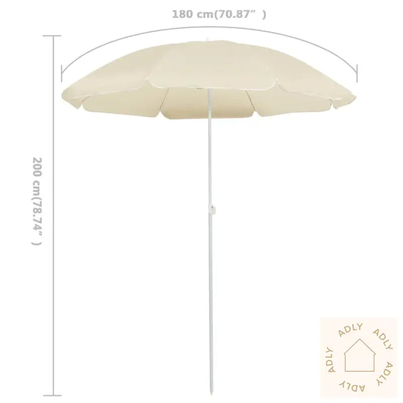Hageparasoll Med Stålstang Sand 180 Cm