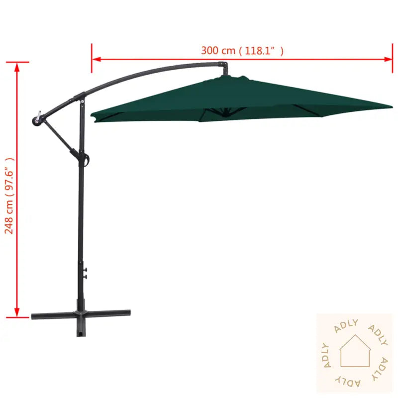 Hengende Hageparasoll 3 M Grønn