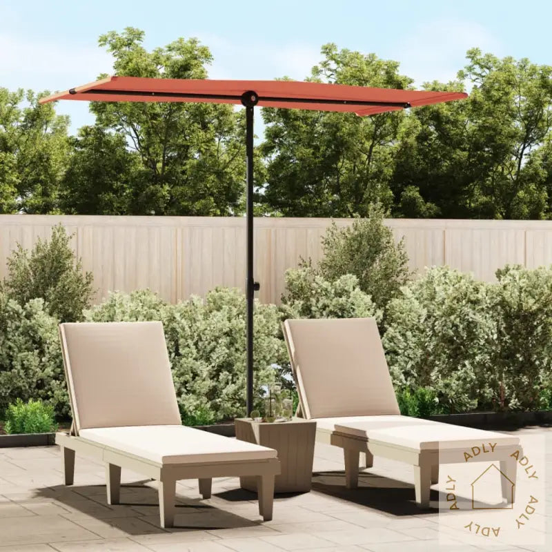 Hageparasoll Med Aluminiumsstang 180X110 Cm Terrakotta