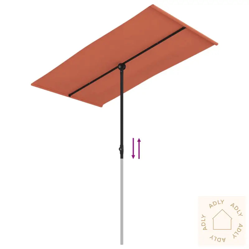 Hageparasoll Med Aluminiumsstang 180X110 Cm Terrakotta