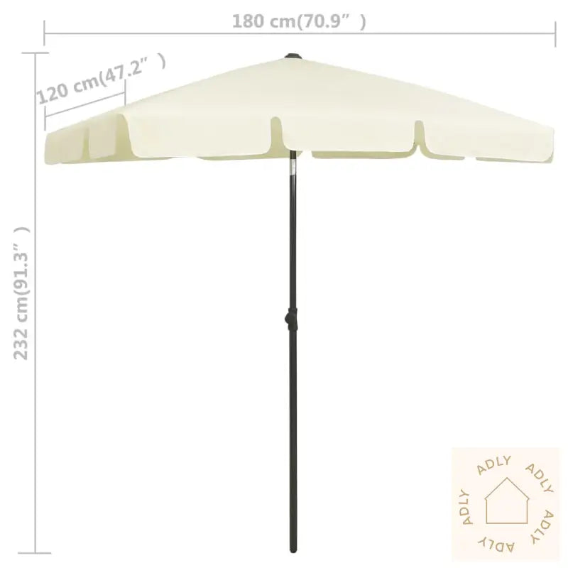 Strandparasoll Sandgul 180X120 Cm